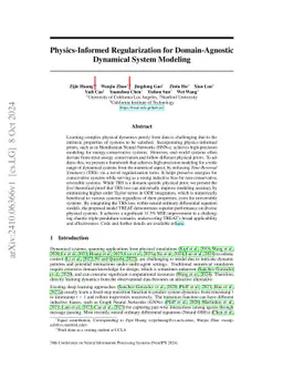 Physics-Informed Regularization for Domain-Agnostic Dynamical System
  Modeling