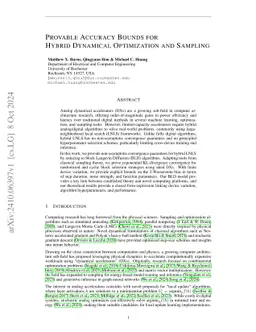 Provable Accuracy Bounds for Hybrid Dynamical Optimization and Sampling