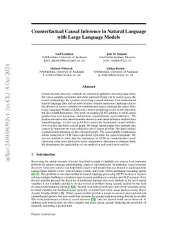 Counterfactual Causal Inference in Natural Language with Large Language
  Models