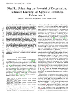 OledFL: Unleashing the Potential of Decentralized Federated Learning via
  Opposite Lookahead Enhancement