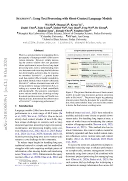 SEGMENT+: Long Text Processing with Short-Context Language Models