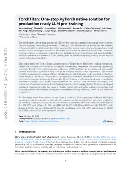 TorchTitan: One-stop PyTorch native solution for production ready LLM pre-training