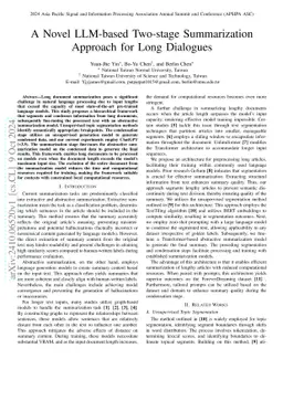 A Novel LLM-based Two-stage Summarization Approach for Long Dialogues