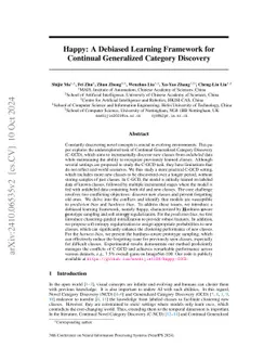 Happy: A Debiased Learning Framework for Continual Generalized Category
  Discovery