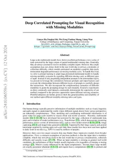 Deep Correlated Prompting for Visual Recognition with Missing Modalities