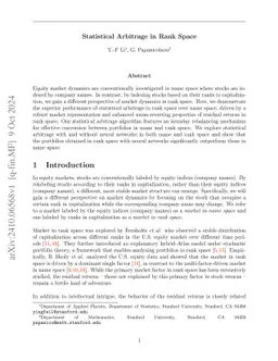 Statistical Arbitrage in Rank Space