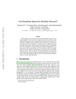 Can DeepFake Speech be Reliably Detected?