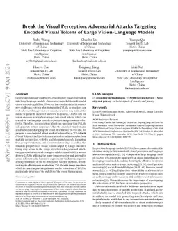 Break the Visual Perception: Adversarial Attacks Targeting Encoded
  Visual Tokens of Large Vision-Language Models