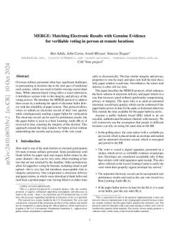 MERGE: Matching Electronic Results with Genuine Evidence for verifiable voting in person at remote locations