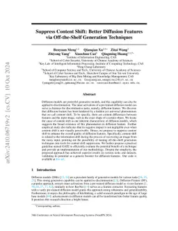 Suppress Content Shift: Better Diffusion Features via Off-the-Shelf
  Generation Techniques
