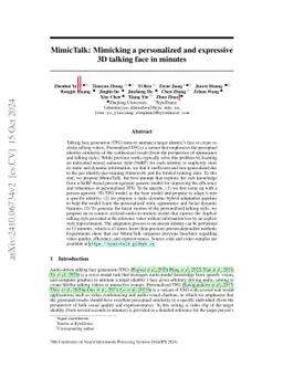 MimicTalk: Mimicking a personalized and expressive 3D talking face in
  minutes