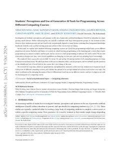 Students' Perceptions and Use of Generative AI Tools for Programming
  Across Different Computing Courses