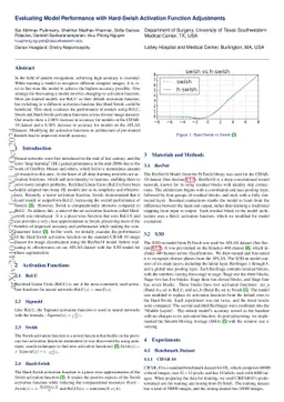 Evaluating Model Performance with Hard-Swish Activation Function
  Adjustments