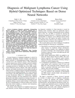 Diagnosis of Malignant Lymphoma Cancer Using Hybrid Optimized Techniques
  Based on Dense Neural Networks