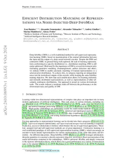 Efficient Distribution Matching of Representations via Noise-Injected Deep InfoMax