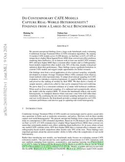Do Contemporary Causal Inference Models Capture Real-World Heterogeneity? Findings from a Large-Scale Benchmark