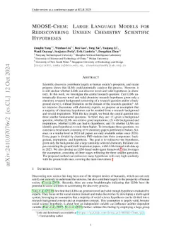 MOOSE-Chem: Large Language Models for Rediscovering Unseen Chemistry Scientific Hypotheses