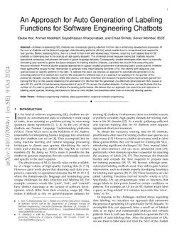 An Approach for Auto Generation of Labeling Functions for Software Engineering Chatbots
