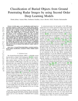 Classification of Buried Objects from Ground Penetrating Radar Images by
  using Second Order Deep Learning Models