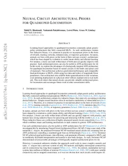 Neural Circuit Architectural Priors for Quadruped Locomotion