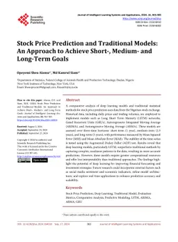 Stock Price Prediction and Traditional Models: An Approach to Achieve
  Short-, Medium- and Long-Term Goals