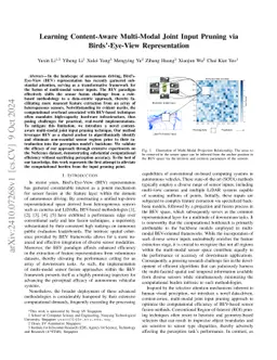 Learning Content-Aware Multi-Modal Joint Input Pruning via
  Bird's-Eye-View Representation