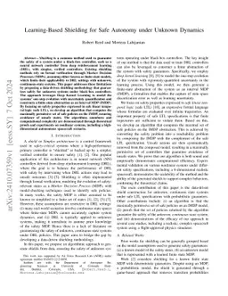 Learning-Based Shielding for Safe Autonomy under Unknown Dynamics