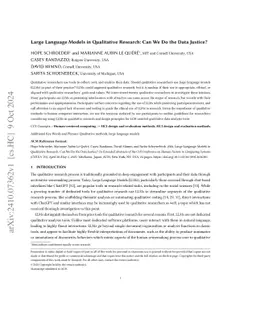 Large Language Models in Qualitative Research: Can We Do the Data
  Justice?