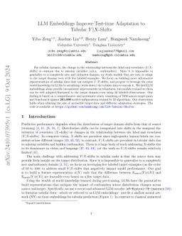 LLM Embeddings Improve Test-time Adaptation to Tabular $Y|X$-Shifts
