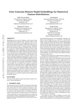 Gem: Gaussian Mixture Model Embeddings for Numerical Feature
  Distributions