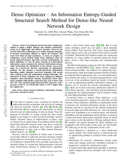 Dense Optimizer : An Information Entropy-Guided Structural Search Method
  for Dense-like Neural Network Design