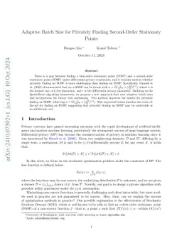 Adaptive Batch Size for Privately Finding Second-Order Stationary Points