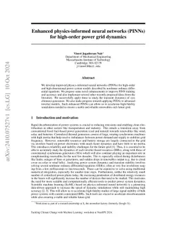 Enhanced physics-informed neural networks (PINNs) for high-order power
  grid dynamics