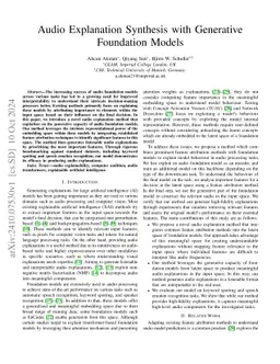 Audio Explanation Synthesis with Generative Foundation Models