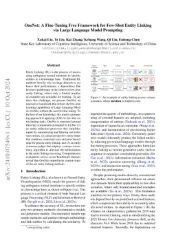 OneNet: A Fine-Tuning Free Framework for Few-Shot Entity Linking via
  Large Language Model Prompting