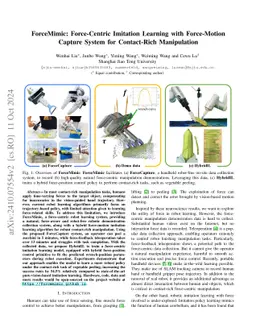 ForceMimic: Force-Centric Imitation Learning with Force-Motion Capture System for Contact-Rich Manipulation