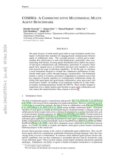COMMA: A Communicative Multimodal Multi-Agent Benchmark