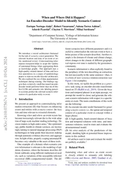 When and Where Did it Happen? An Encoder-Decoder Model to Identify
  Scenario Context