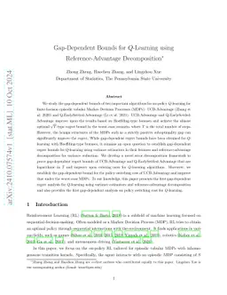 Gap-Dependent Bounds for Q-Learning using Reference-Advantage Decomposition