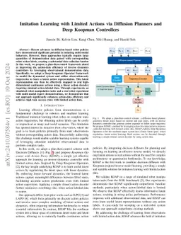 Imitation Learning with Limited Actions via Diffusion Planners and Deep Koopman Controllers