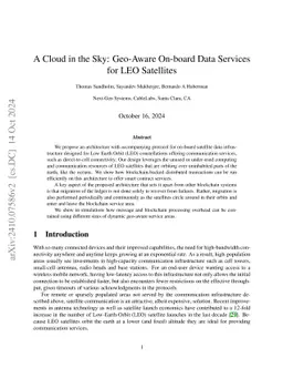 A Cloud in the Sky: Geo-Aware On-board Data Services for LEO Satellites
