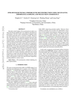 Fine-detailed Neural Indoor Scene Reconstruction using multi-level
  importance sampling and multi-view consistency