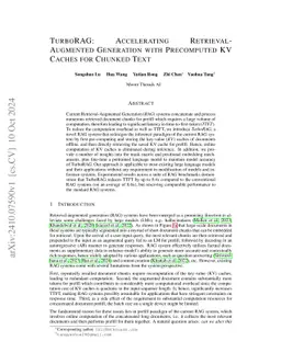 TurboRAG: Accelerating Retrieval-Augmented Generation with Precomputed
  KV Caches for Chunked Text