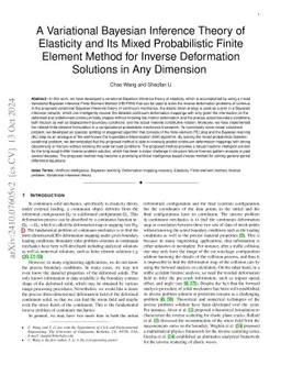 A Variational Bayesian Inference Theory of Elasticity and Its Mixed
  Probabilistic Finite Element Method for Inverse Deformation Solutions in Any
  Dimension