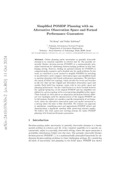 Simplified POMDP Planning with an Alternative Observation Space and
  Formal Performance Guarantees