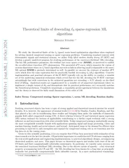 Theoretical limits of descending $\ell_0$ sparse-regression ML
  algorithms