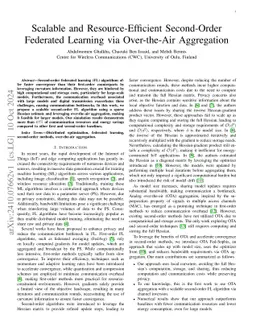 Scalable and Resource-Efficient Second-Order Federated Learning via Over-the-Air Aggregation