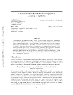 A Generalization Result for Convergence in Learning-to-Optimize