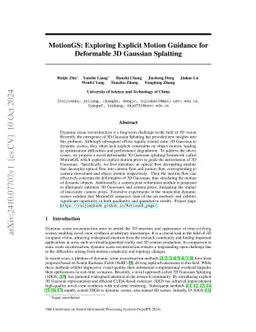 MotionGS: Exploring Explicit Motion Guidance for Deformable 3D Gaussian
  Splatting