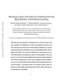 Mastering Contact-rich Tasks by Combining Soft and Rigid Robotics with Imitation Learning